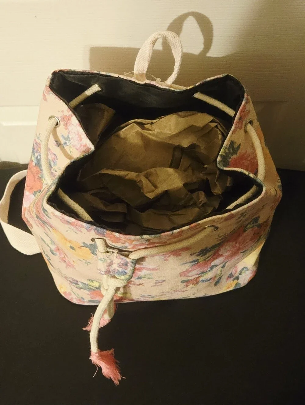 Floral Pink Drawstring Backpack - Women's Fashion Bag